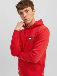 Jack & Jones Sweatshirt JJECORP LOGO SWEAT HOOD PLAY NOOS grau/rot/weiß