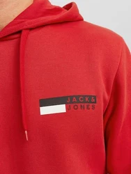 Jack & Jones Sweatshirt JJECORP LOGO SWEAT HOOD PLAY NOOS grau/rot/weiß
