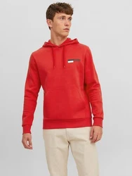 Jack & Jones Sweatshirt JJECORP LOGO SWEAT HOOD PLAY NOOS grau/rot/weiß