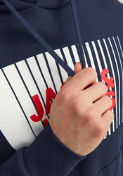 Jack & Jones Sweatshirt JJECORP LOGO SWEAT HOOD PLAY NOOS Dunkelblau/Hellblau/Blau