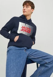Jack & Jones Sweatshirt JJECORP LOGO SWEAT HOOD PLAY NOOS Dunkelblau/Hellblau/Blau