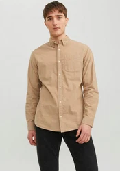 JACK & JONES Hemd 'JJEClassic' Khaki/Braun/Beige