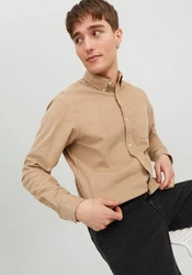 JACK & JONES Hemd 'JJEClassic' Khaki/Braun/Beige