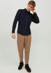 JACK & JONES Hemd 'JJEClassic' Dunkelblau/Hellblau/Blau