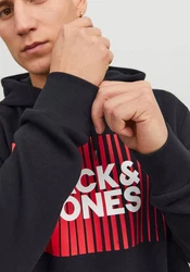 Jack & Jones Sweatshirt JJECORP LOGO SWEAT HOOD PLAY NOOS Schwarz/Dunkelblau/Hellblau