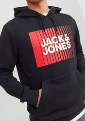Jack & Jones Sweatshirt JJECORP LOGO SWEAT HOOD PLAY NOOS Schwarz/Dunkelblau/Hellblau
