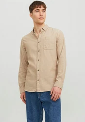 JACK & JONES Hemd 'JJEClassic' Beige/Khaki/Braun