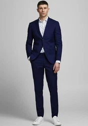 Jack & Jones Anzug JPRBLAFranco JPRFRANCO SUIT NOOS Dunkelblau/Hellblau/Blau
