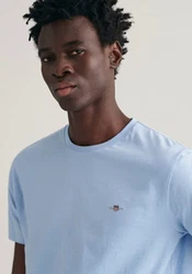 GANT Herren T-Shirt - REG TONAL SHIELD T-SHIRT Hellblau