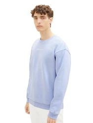 TOM TAILOR Denim Sweatshirt mit Logoprint Weiß/Hellblau