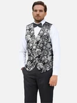 Allthemen Anzugweste Elegante Jacquard Schwarz/Dunkelgrau/Grün