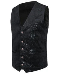 Allthemen Anzugweste Elegante Jacquard Schwarz/Hellblau