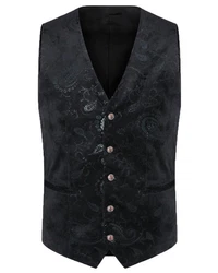 Allthemen Anzugweste Elegante Jacquard Schwarz/Hellblau