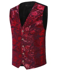 Allthemen Anzugweste Elegante Jacquard Rot/Lila/Dunkelrot/Bordeaux