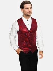 Allthemen Anzugweste Elegante Jacquard Rot/Lila/Dunkelrot/Bordeaux