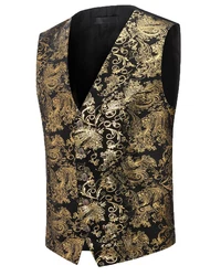Allthemen Anzugweste Elegante Jacquard Beige/Gold/Braun/Gelb/Schwarz