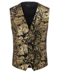 Allthemen Anzugweste Elegante Jacquard Beige/Gold/Braun/Gelb/Schwarz