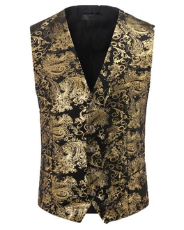 Allthemen Anzugweste Elegante Jacquard Beige/Gold/Braun/Gelb/Schwarz