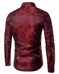 Allthemen Langarmhemd Regular Fit Herren Freizeithemd Rot/Dunkelrot