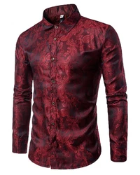 Allthemen Langarmhemd Regular Fit Herren Freizeithemd Rot/Dunkelrot