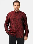 Allthemen Langarmhemd Regular Fit Herren Freizeithemd Rot/Dunkelrot