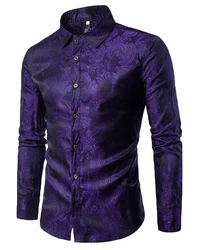 Allthemen Langarmhemd Regular Fit Herren Freizeithemd Lila/Fliederfarben