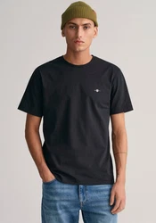 GANT Herren T-Shirt - REG TONAL SHIELD T-SHIRT Schwarz