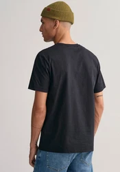 GANT Herren T-Shirt - REG TONAL SHIELD T-SHIRT Schwarz
