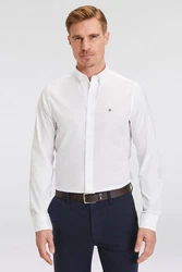GANT Hemd Langarmhemd Weiß/Khaki