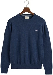 Gant Herren Pullover CLASSIC COTTON C-NECK blaumeliert/hellgrau/kirschrot/naturwei