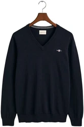 Gant V-Ausschnitt Pullover Klassischer V-Neck Pullover Blau