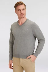 Gant V-Ausschnitt Pullover Klassischer V-Neck Pullover Grau/Dunkelgrau