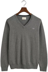 Gant V-Ausschnitt Pullover Klassischer V-Neck Pullover Grau/Dunkelgrau