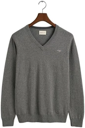 V-Ausschnitt-Pullover Classic Cotton V-Neck Premium Strickjersey aus weicher 100% Baumwolle, bergangspullover