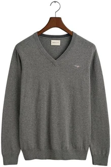 Gant V-Ausschnitt Pullover Klassischer V-Neck Pullover Grau/Dunkelgrau