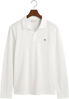 GANT Poloshirt Regular Shield Longsleeve Pique Rugger Nautical Stripe Weiß/Creme