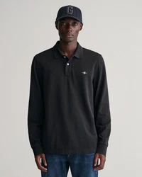 GANT Poloshirt Regular Shield Longsleeve Pique Rugger Nautical Stripe Schwarz