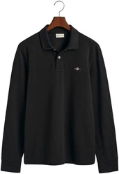GANT Poloshirt Regular Shield Longsleeve Pique Rugger Nautical Stripe Schwarz