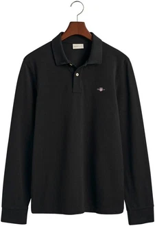 GANT Poloshirt Regular Shield Longsleeve Pique Rugger Nautical Stripe Schwarz