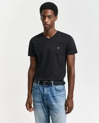 GANT T-Shirt V-Neck Slim Fit SLIM SHIELD V-NECK T-SHIRT Schwarz