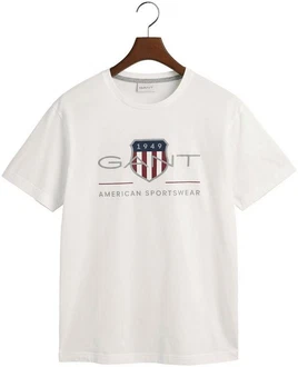 Gant T-Shirt REGULAR ARCHIVE SHIELD Grau/Weiß/Dunkelblau/Creme/Khaki