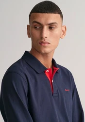 Gant Poloshirt REG CONTRAST PIQUE LS POLO Dunkelblau/Dunkelrot