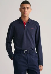 Gant Poloshirt REG CONTRAST PIQUE LS POLO Dunkelblau/Dunkelrot