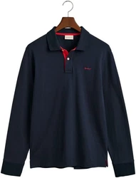 Gant Poloshirt REG CONTRAST PIQUE LS POLO Dunkelblau/Dunkelrot