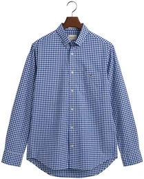 Langarmhemd REG POPLIN GINGHAM SHIRT mit Logostickerei auf der Brust