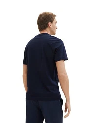 TOM TAILOR T-Shirt mit Logo-Print nachtblau / mandarine / weiß