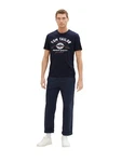 TOM TAILOR T-Shirt mit Logo-Print nachtblau / mandarine / weiß