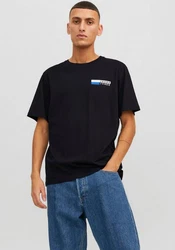 JACK & JONES T-Shirt 'JJCorp' Schwarz/Rot/Dunkelblau