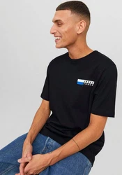 JACK & JONES T-Shirt 'JJCorp' Schwarz/Rot/Dunkelblau