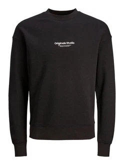 Jack & Jones Sweatshirt Relaxed Fit JORVESTERBRO 6020 schwarz / weiß